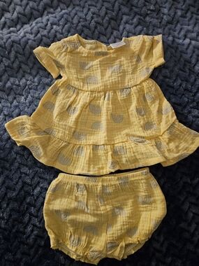 Koalababy Yellow Baby Girls' Ruffle Dress & Diaper Cover Set